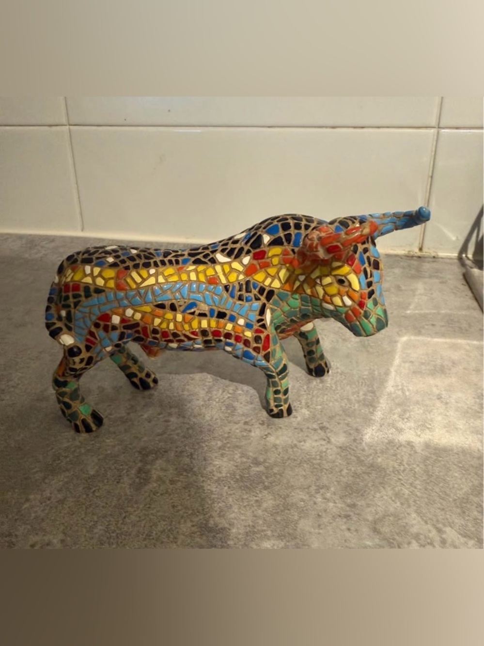 Barcino Designs Bull Colourful Mosaic Bull Figurine